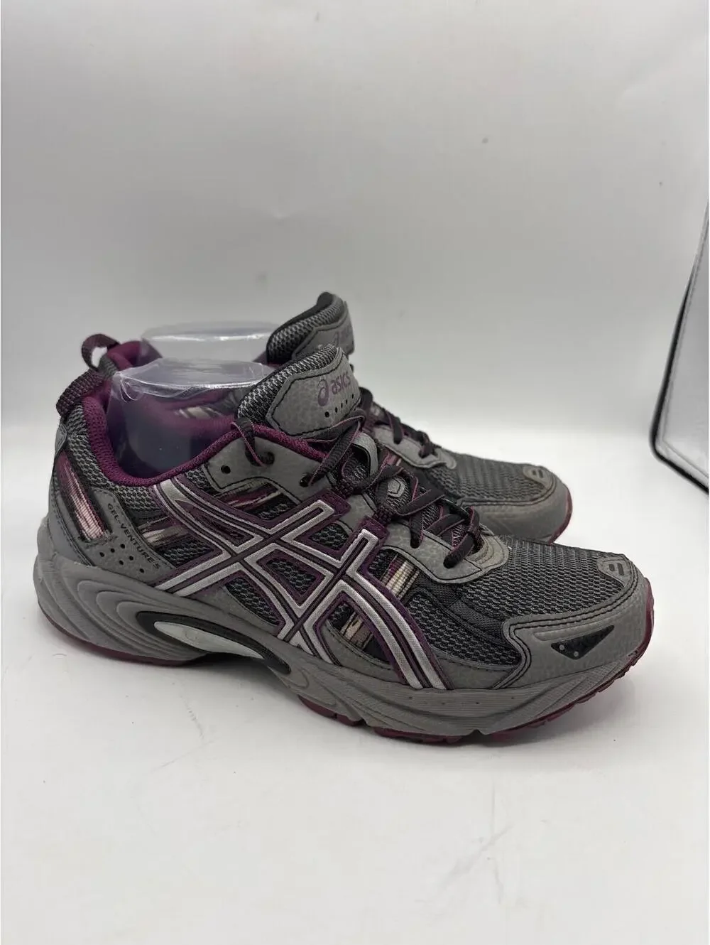 Asics T5N8Q Gel Venture 5 Women's 8 Grey Black Purple Shoes Vegan Sneakers